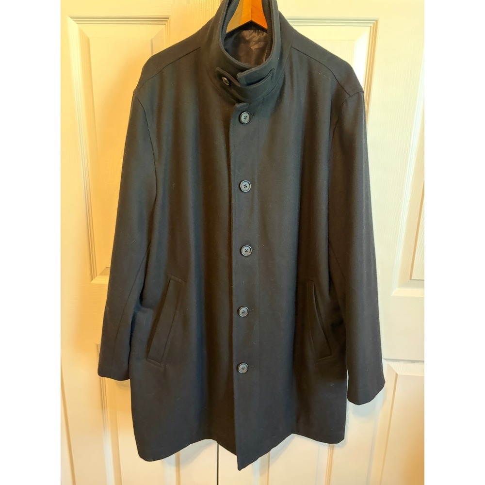 J. Ferrar Modern Fit Mens Wool Blend Coat Black Bib Front Car Coat Jacket